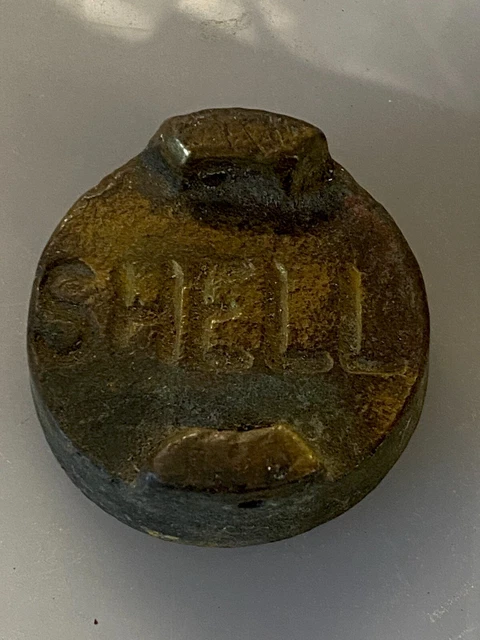 SHELL TWO GALLON Petrol Can Cap Original Vintage Brass Screw Thread £15 ...
