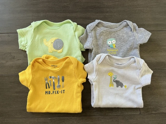 Carters Gerber baby boy lot of 4 Onesies Newborn