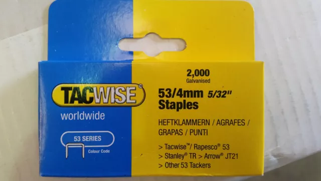 1 Box (2,000) Tacwise 0333. 53 Series 4mm Staples