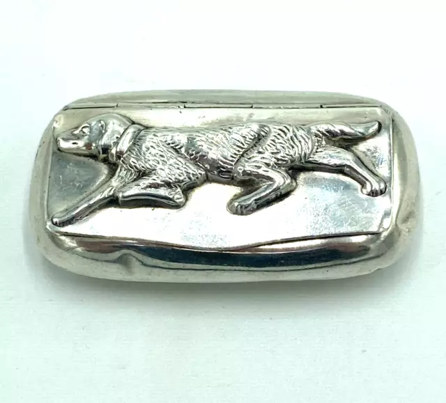 Alte Pillendose Silber / Tabak Dose Tabatiere 925er Sterling Silber  Jagd Hund