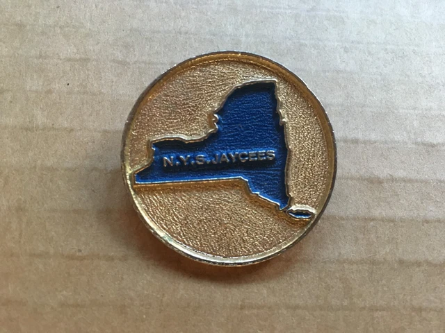 Vintage N.Y.S. JAYCEES Metal Pinback Pin/Button, New York State, 1 7/16"Diameter