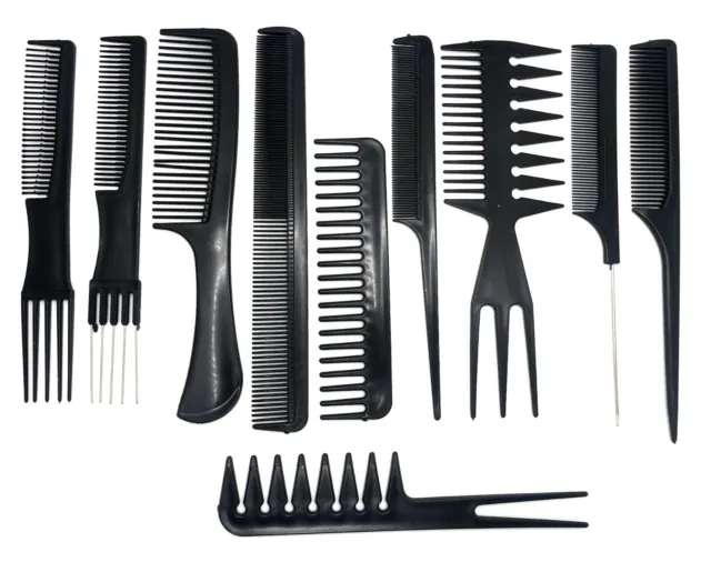 Set de 10 peignes de coiffage pour cheveux bouclés, lisses et crépus 