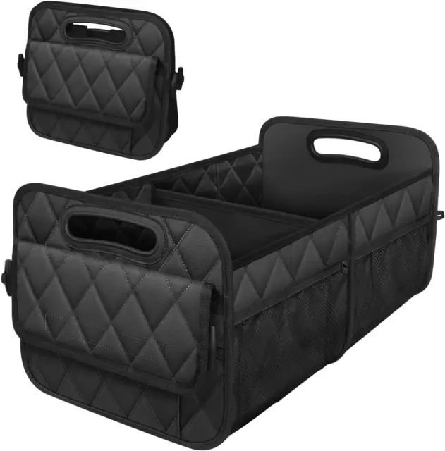 Car Trunk Organizer and Storage with 6 Pocket, Waterproof Polyester Black