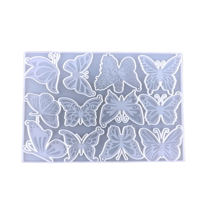 Hágalo usted mismo Llavero Mariposa Cristal Resina Epoxi Molde Mariposa Colgante Silicona Mo St