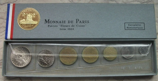 France Coffret FDC 1964 dans son jus avec la 5 Francs Semeuse Argent