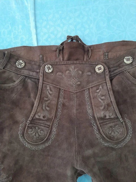 Kruger Buam Lederhosen Style Shorts Brown 38 Inch Waist Oktoberfest Cosplay 3