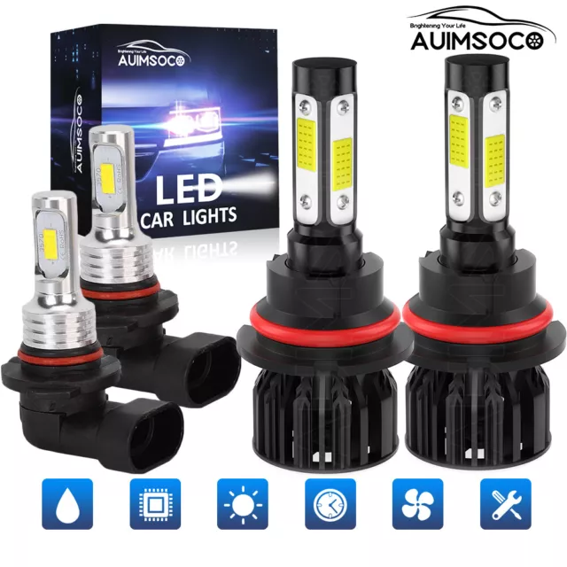 6000K LED Headlight High Low Beam + Fog Light Bulb 4x For Ford Ranger 2001-2011