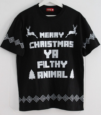 T-shirt natalizia HOME ALONE Merry Christmas Ya Filthy Animal taglia uomo media