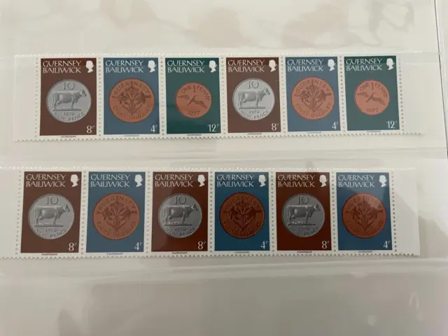 Großbritannien, GB, Guernsey, Münzen, 6er Streifen, postfrisch