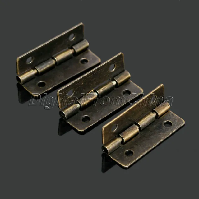 12Pcs Vintage Brass Hinges for Jewelry Chests Wine Wood Music Box Cabinet Door