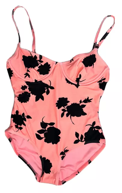 Kate Spade New York Summer Underwire One-Piece Swimsuit Peach & Black Small NWT