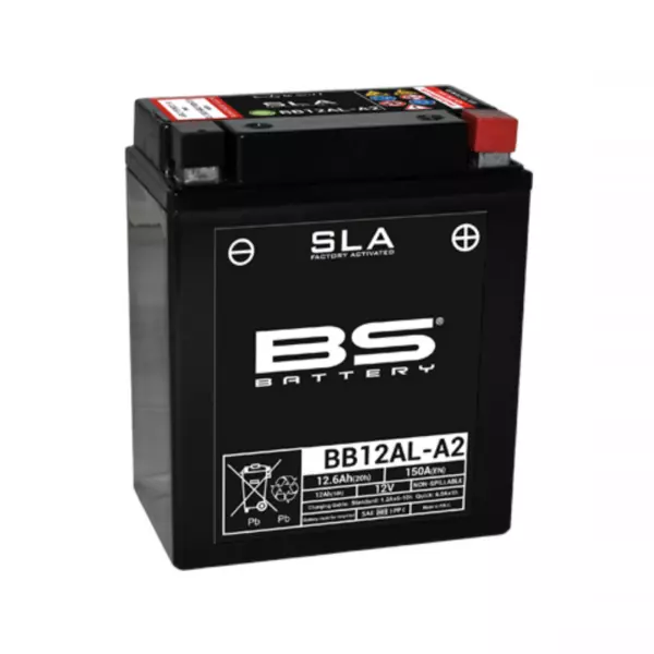 Batterie BS Battery SLA BB12AL-A2 12.6 Ah (20h) 150a Pour Moto Et Scooter Activé