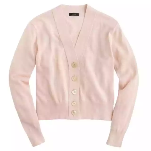 J.CREW Cropped Lightweight Cardigan Sweater in Blush Pink