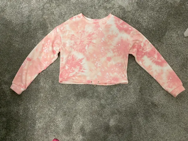 Girls Pink & White Tie Dye Sweatshirt Age 12-13 Years from Urban Girl