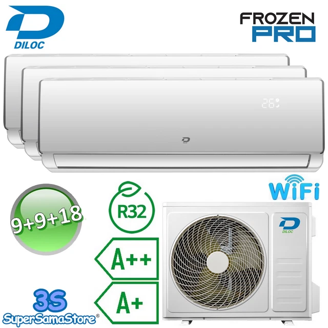 3S CLIMATISEUR TRI-SPLIT DILOC R32 2,5+2,5+5,3 Kw SMART WIFI compresseur SHARP