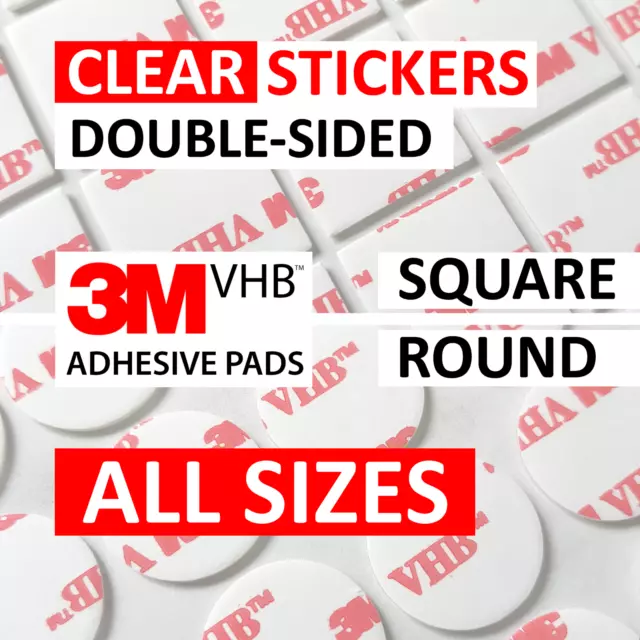 CLEAR Double Sided Sticky Pads, 3M VHB 4910 Strong Heavy Duty Adhesive Tape