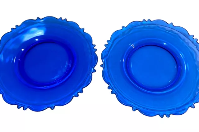 L E Smith Mt Pleasant Cobalt Blue 8” Round Luncheon/Lunch Plate(s) Set Of 2