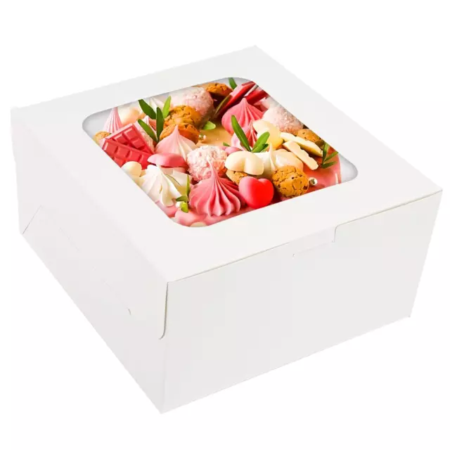 32Pcs Cake Boxes, 10X10X5 Inch Cake Box with Window, Bakery Boxes Pastry Boxes C