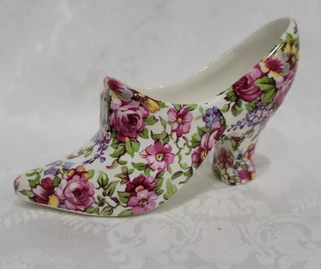 Royal Winton Summertime Grimwades Ltd Rose Chintz Victorian  Shoe England Mint