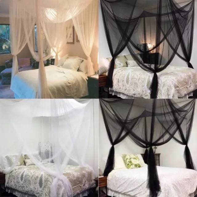 4 Corner Bed Canopy Mosquito Net Netting Queen King Insect Protect Camping