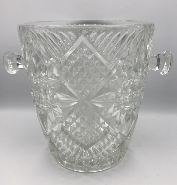 GRAND SEAU À CHAMPAGNE en VERRE Ou CRISTAL à Décor De Motifs En Relief 22,3 Cm EUR 65,00
