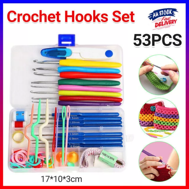 Knitting Needles Crochet Hooks Set Tools Kit Yarn Sewing Tools Grip With Box DIY