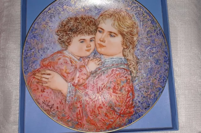 Erica and Jamie - Edna Hibel Mother's Day Plate - 1985 COA - Knowles Fine China