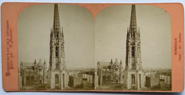 Frankreich Bordeaux -umfang Saint-Michel c1875 Foto Stereo Vintage P81L2n