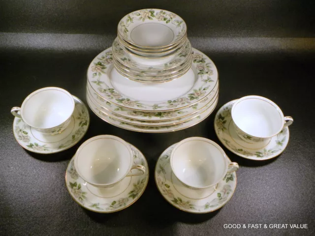 20 pcs BARCAROLE Magnolia pattern by VALMONT china ~ 4 X 5 Piece Place Settings