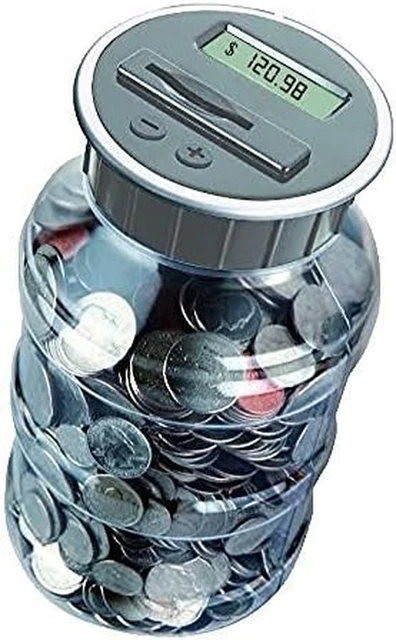 Digital Coin Bank Savings Jar by Digital Energy - Pennies Nickles Dimes Quarter