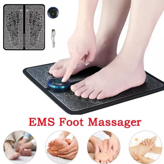 Foot Massager Pad EMS Mat Blood Relief Pain Leg Reshaping Rechargeable Intensity