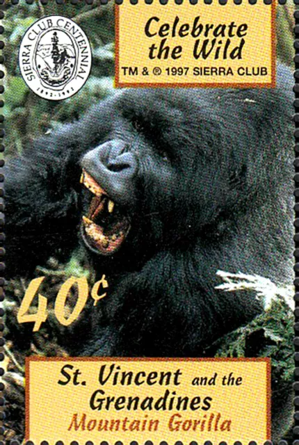 St. Vincent MNH Tier Wildtier Affe Primat Berggorilla Gorilla Menschenaffe / 253