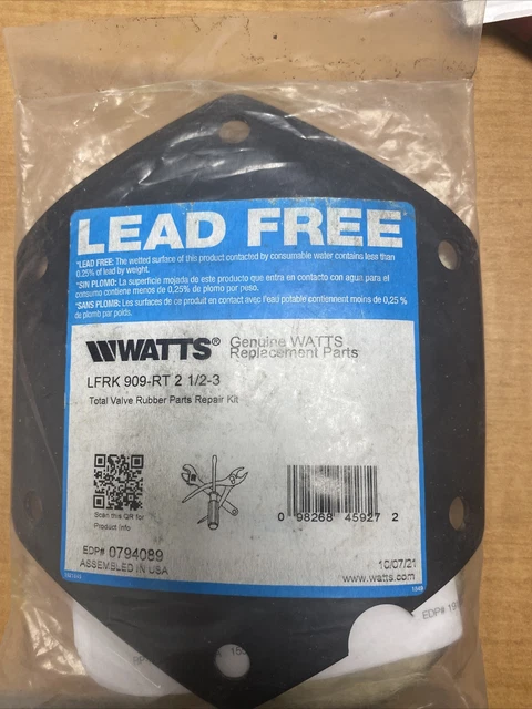 Watts Total Valve Rubber Parts Repair Kit LFRK 909 RT 2-1/2 - 3" 794089 Watts Total Valve Rubber Parts Repair Kit LFRK 909 RT 2-1/2 - 3" 794089