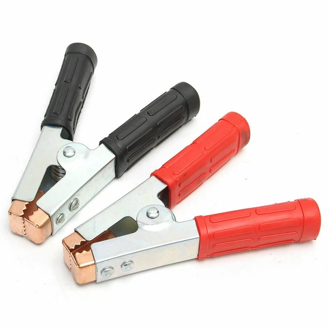 2021 Neuf 2x Test Clip Alligator Terminal Serrage Auto Batterie 600A Rouge Noir