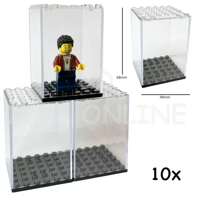 Plastic Display Cabinet Case 10x Lego Figures Minifigures Building Blocks BLACK