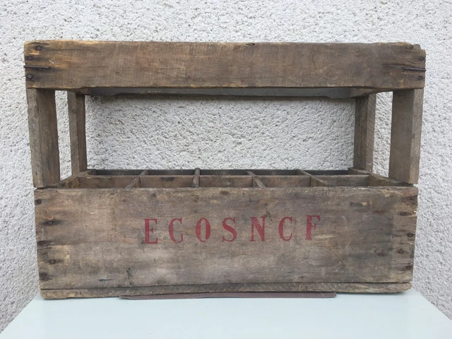ANCIENNE CAISSE DE vin en bois / ECOSNCF / Caisse en bois / Déco EUR 39