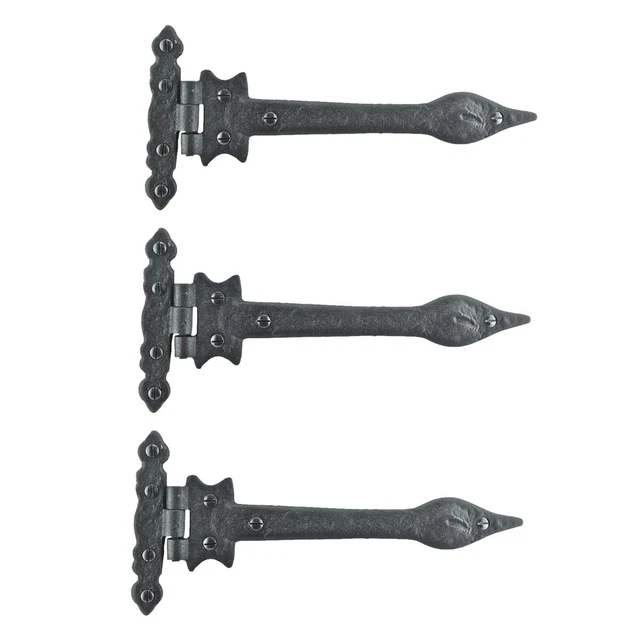 Door Strap Hinge Wrought Iron Spear Tip 9 in. Set of 3 | Renovator's Supply
