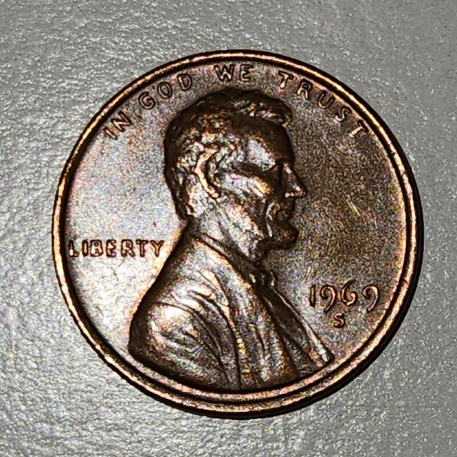 1969 S Mint Mark Lincoln Memorial Cent (Penny)