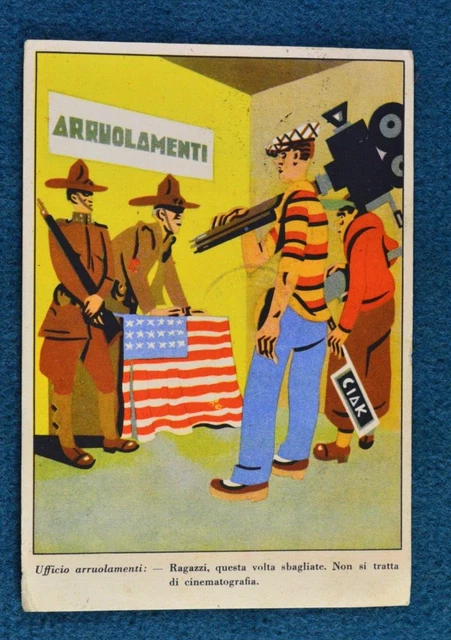 Cartolina In Franchigia Propaganda Anti Americana Ww2 Ufficio Arruolamenti