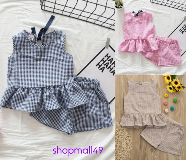 Girls Kids Set Summer Baby Outfits Tops Clothes Top Shorts Toddler Age 2-7 years