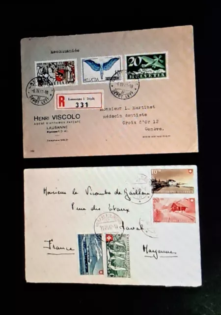 timbres suisses anciens sur enveloppes