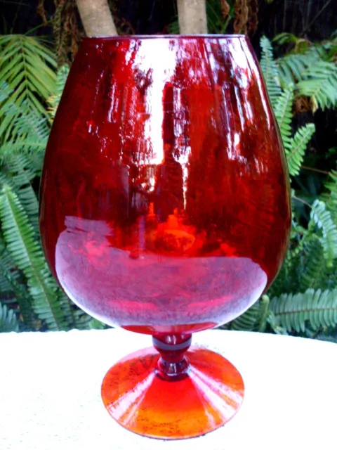 Rare MURANO Italy 1950's SUNBURST 33.5cm RUBY ART GLASS Huge Brandy Glass - Aust 3