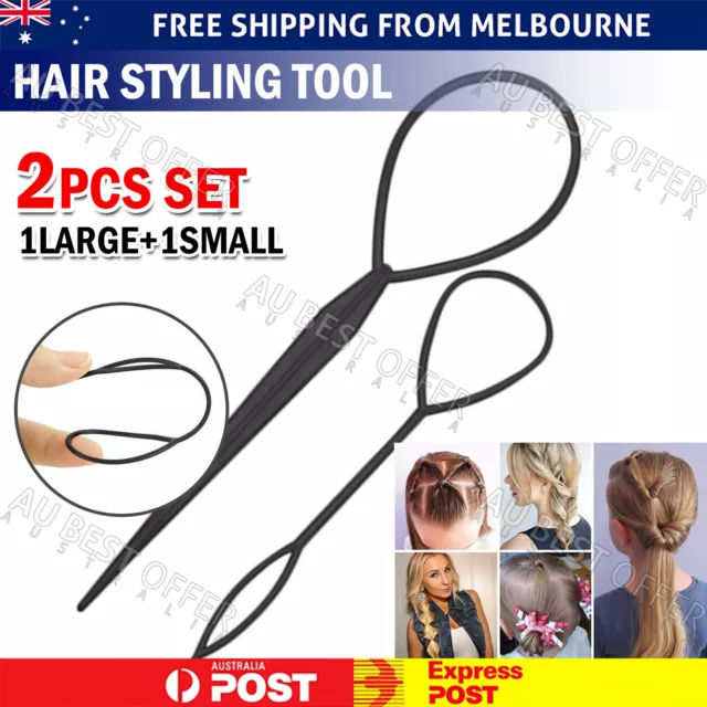 Hair Styling Tool Set Topsy Tail Ponytail Maker Braid Ladies Girl Clip Loop AU