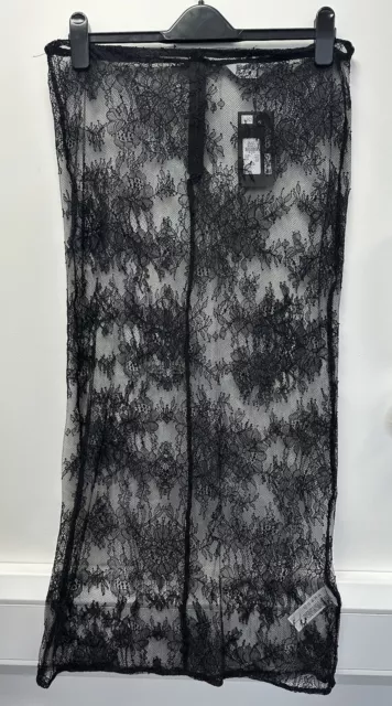 Brand New Primark Rita Ora Black Floral Mesh Sheer Long Skirt Size S 10-12