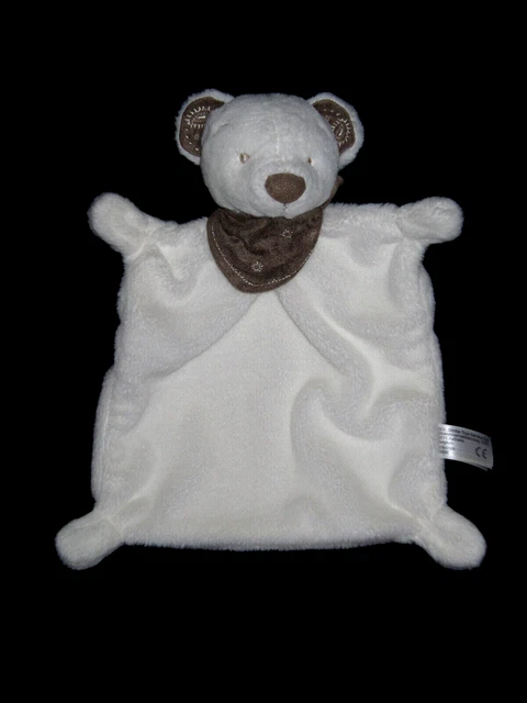 Doudou plat Ours blanc bandana marron Simba Toys KIABI Nicotoy