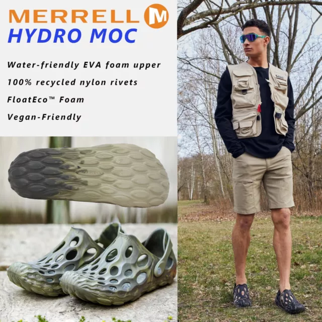 Merrell Mens Crocs Glog Hydro Moc Water Sandal Lightweight Slip On Black Olive