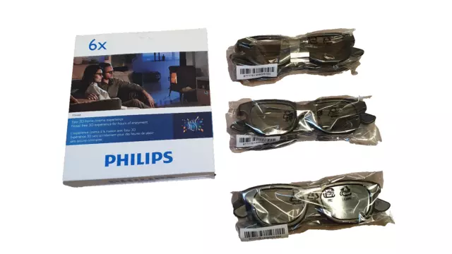 Philips PTA 468 passive 3D Brillen in Schwarz 6 Stück in OVP