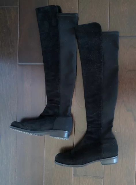 STUART WEITZMAN 5050 BLACK SUEDE OVER-THE-KNEE BOOTS Size 6.5