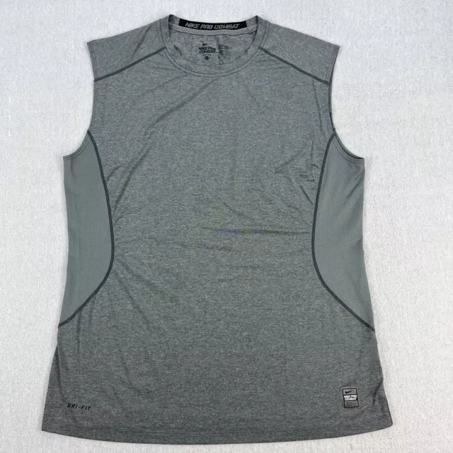 Nike Pro Combat Fitted Tank Shirt Mens XL Gray Sleeveless Stretch Performance