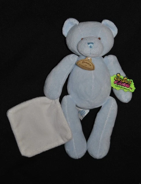 Peluche Ours Beige Bleu Mouchoir Blanc DOUDOU ET COMPAGNIE Bear Teddy 25 Cm Neuf